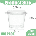 200 x 1Oz Round Food Container Pots with Lids,Hinged Sauce Pots