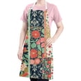 thumbnail image 5 of Pioneer Flower Floral Print Pattern Apron-Garden Aprons for Women with Pockets-Cotton Linen Waterproof Kitchen Cooking Gardening Aprons Adjustable for Kitchen,Cooking,BBQ and Salon 33x27 Inch, 5 of 7