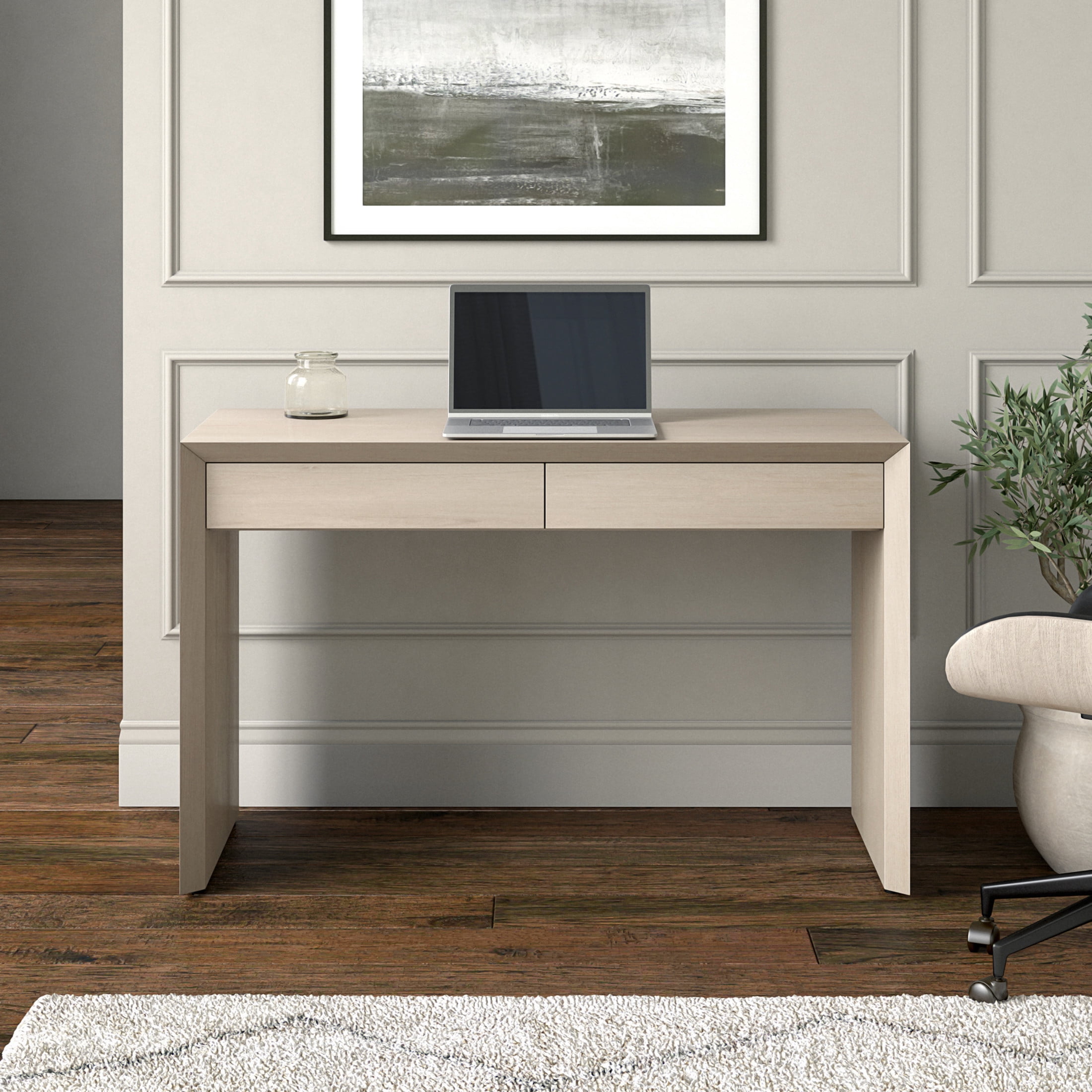Evelyn&Zoe Modern/Contemporary 48" Wide Alder White Home Office