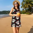 thumbnail image 3 of Vsdgher Robe d'Été Imprimé Carlin pour Femmes Décontractée Col en U Robe de Plage Sans Manches Robe Débardeur Ample avec Poche, 3 of 7