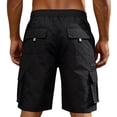 thumbnail image 5 of Domzest Cargo Shorts for Men Elastic Waisted Keen Length Shorts Tactical Cotton Twill with Multi Pockets for Hiking Golf Work Outdoor(No Belt) Black L, 5 of 5