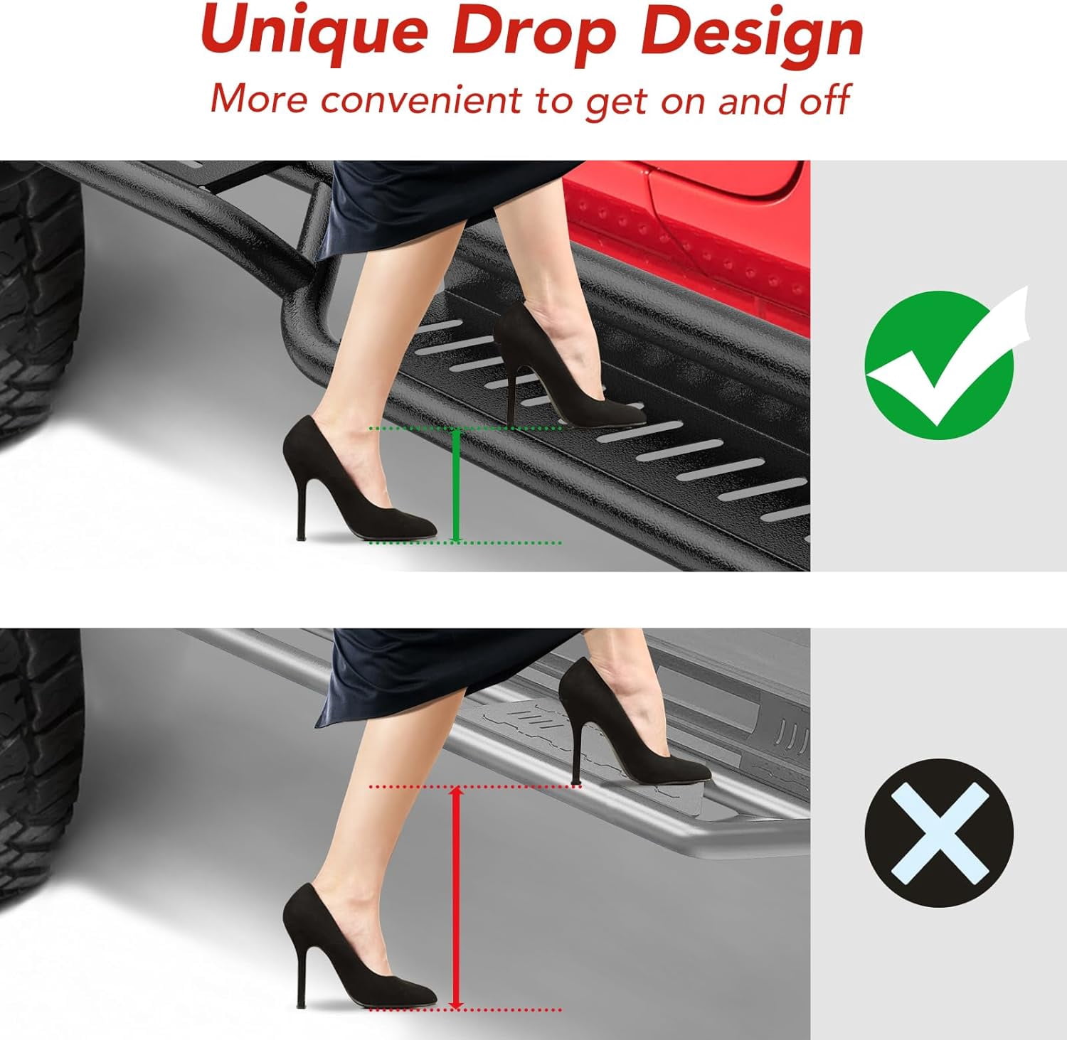 COZONY Running Boards for 2007-2018 Jeep Wrangler JK 4 Door, Bolt-on Side Steps, Black Powder Coated 6 inch Nerf Bar, 650lbs Max Load