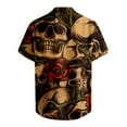 thumbnail image 5 of Halloween Button Up Shirt Men Skull Print Turndown Collar Short Sleeve Regular Fit Shirt for Men Casual, 5 of 5