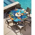 thumbnail image 3 of Underwater World Marine Life Fitted Round Tablecloths Elastic Edged Table Covers 36"-44",Ocean Fish Coral Seaweed Waterproof Dining Room Kitchen Table Cloth for Holiday Party Tables Decor, 3 of 8