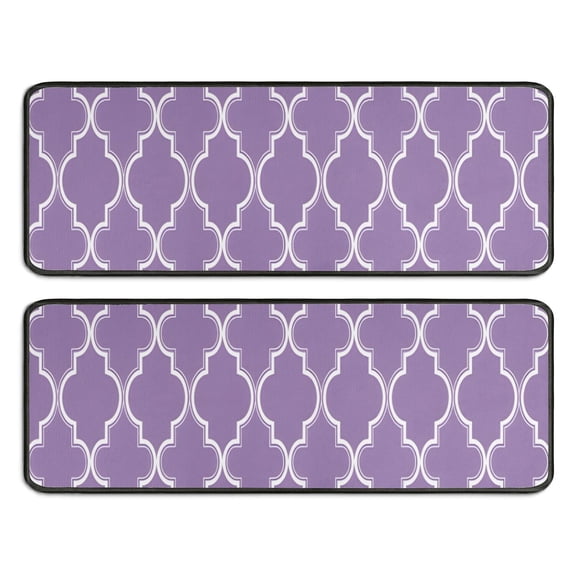 Kitchen Rugs Sets Of 2,Purple Geometric Quatrefoil Pattern Anti Fatigue Kitchen Mat Rugs Non Slip Washable,Decorative Kitchen Floor Mats for Kitchen,Sink,Laundry,17"x47" 17"x47"