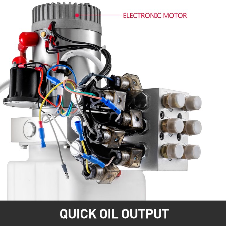 6 Quart Hydraulic Power Unit - 12V DC Double Acting Pump For Dump Trailers & Lifting Equipment