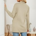 thumbnail image 4 of WTOBBY Women's Solid Color Long Sleeve Cardigan Sweater Coat Top Casual Open Front Cover Up With Pockets Lightweight Knit Spring Fall,Beige L, 4 of 5