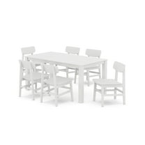 POLYWOOD® Modern Studio Urban Chair 7-Piece Parsons Table Dining Set in White