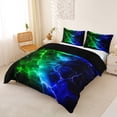 thumbnail image 2 of Homewish Glowing Lightning Bedding,Contemporary Artwork Duvet Cover Full,Green Blue,Black Reversible,3pcs,1 Duvet Cover and 2 Pillowcases, 2 of 6