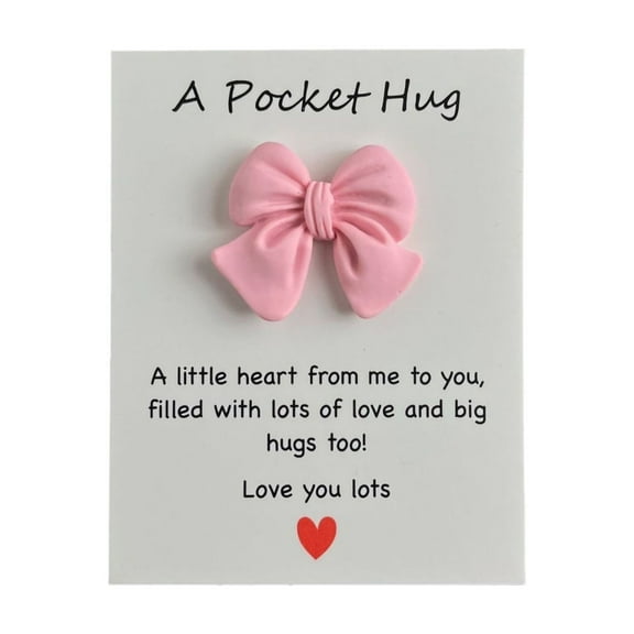 JoyMoreHome Pocket Hug Bow with Greeting Cards,Long Distance Relationship Gifts,Gifts for Boyfriend Girlfriend,I Love You Gift for Him Her