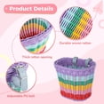 thumbnail image 3 of Kids Bicycle Handlebar Basket, Bicycle Hanging Basket with Adjustable PU Belts, Weatherproof Hand-Woven Rattan Storage Basket, Kids Bicycle Accessories, 3 of 5