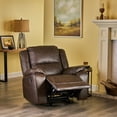 thumbnail image 3 of GDF Studio Bangladesh Contemporary Faux Leather Waterfall Back Swivel Recliner, Dark Brown, 3 of 9