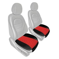 FH Group Leather Neosupreme Seat Cushion Pad With Front Pocket For Car Truck SUV Van Red - 2Pc