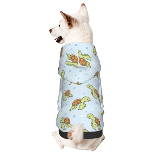 Fotbe Cartoon Sea Turtle Sudadera con Estampado para Perros Pequeños – Suéter con Capucha para Mascotas, Tela Suave de Forro Polar con Bolsillo-XX-Large