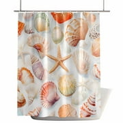 Shower Curtains for Bathroom-66"x72",Modern Nautical Ocean Shell Starfish Waterproof Bath Curtain Grommet Shower Curtain Set with Hooks,Coastal Marine Creature Washable Bath Accessories