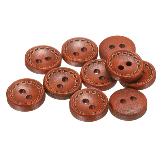 Uxcell 10pcs 20L Wooden Sewing Button 1/2"(13mm) 2 Holes Wood Round Craft Replacement Buttons for Sewing Clothing Pillow DIY Crafts Decoration, Red Brown