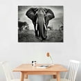 thumbnail image 2 of Leisuo Elephant Black &amp; White Wall Art - Rustic Canvas Painting - African Animal Picture - Natural Artwork for Bathroom &amp; Bedroom Decor 20x16/16x12", 2 of 4