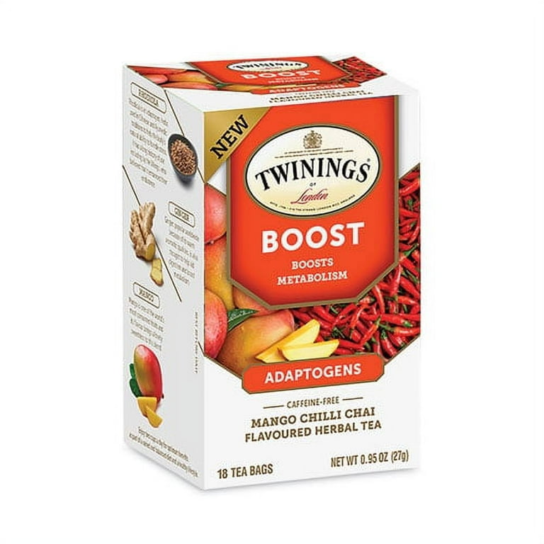 Boost Mango Chili Chai Herbal Tea Bags, 0.95 oz, 18/Box Boost Mango Chili Chai Herbal Tea Bags, 0.95 oz, 18/Box