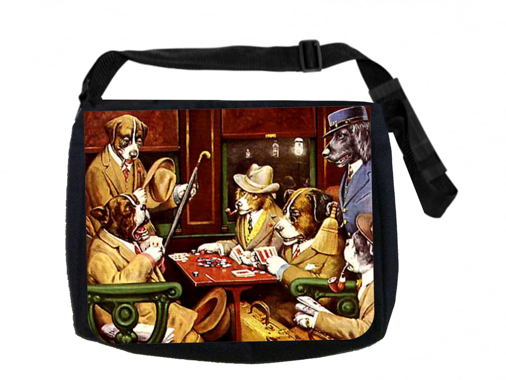2 Sizes Dogs Playing Poker by C.M.Coolidge Cross Body Bag 