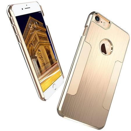 iPhone 7 Case, ULAK Hybrid Aluminum Chrome Coating [Gold] Bumper Protective Case Cover for Apple iPhone 7 4.7 inch