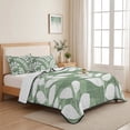 thumbnail image 5 of Quilts Queen Size, Green Leaves Soft Comforter Bedding Set for Bed, Farmhouse Botanical Branch Vintage Boho Leaf Lightweight Quilted Bedspread with Pillow Cover(2 Pieces) for All Season, 90x96 Inch, 5 of 9