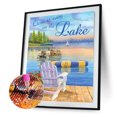 thumbnail image 1 of Cuadros Decorativos 5D bricolaje taladro redondo completo diamante pintura playa tumbona decoración del hogar (G1053) Tmvgtek embutido en tela, 1 of 8