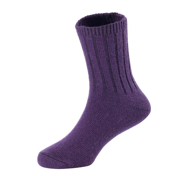 6 Pairs Children's Durable, Stretchable, Thick & Warm Wool Crew Socks. Perfect as Winter Snow Sock and All Seasons FS01 Size 4Y-6YPurple