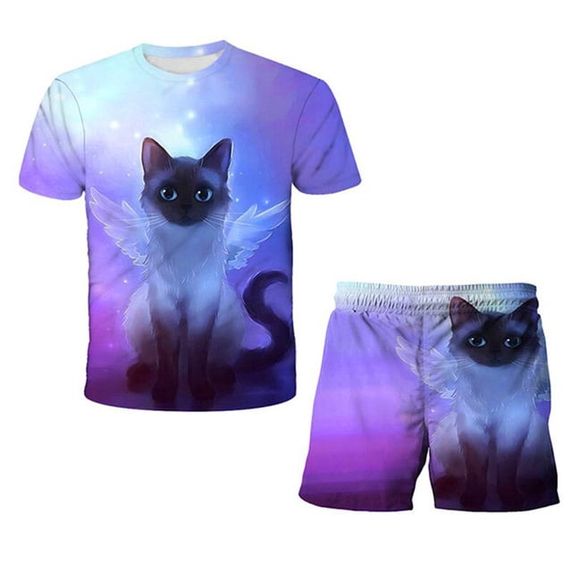 Conjuntos de ropa para niños y niñas de verano 2023, camisetas bonitas de dibujos animados para niños, pantalones cortos, 2 uds./trajes, trajes informales con estampado 3D, trajes 8T Gao Jinjia LED