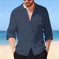 thumbnail image 2 of Camisas de Manga Larga con Botón de Solapa para Hombre de Ajuste Suelto Top de Moda de Bolsillo de Cardigan para el Verano, 2 of 9