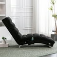 thumbnail image 3 of paproos Black Indoor Chaise Lounge with Massage, Modern Ergonomic Electric Massage Floor Lounger with Remote Control&Side Pocket, Upholstered Recliner Sleeper Chair for Living Room Bedroom Office, 3 of 13