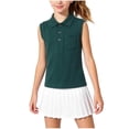 thumbnail image 2 of Odeerbi Niñas Golf Tank Tops Color Sólido Botón de Solapa Sin Mangas Uniforme Escolar Con Bolsillo, 2 of 9
