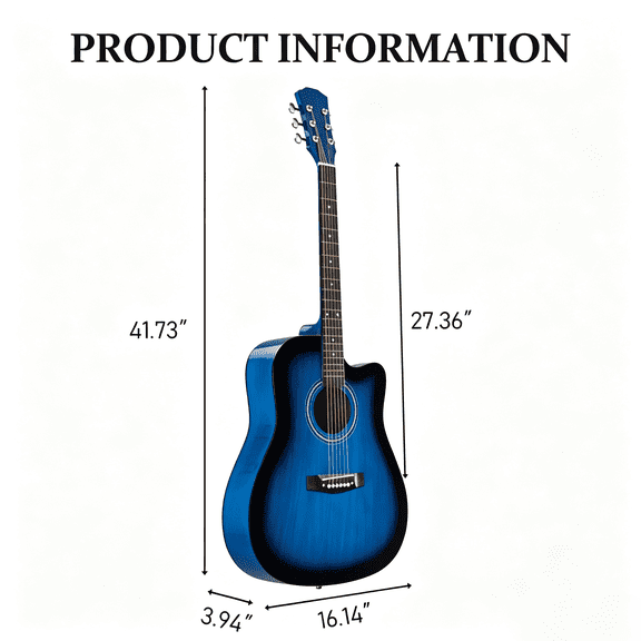 41in Dreadnought Barrel-shaped Cutaway Acoustic Guitar, Blue