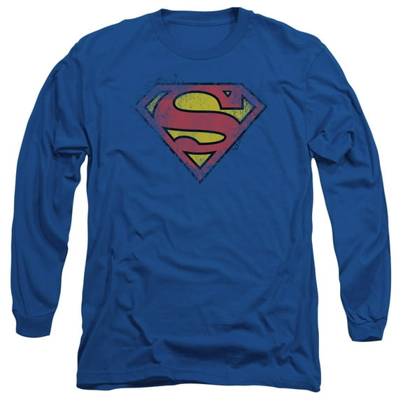 Superman - Destroyed Supes Logo - Long Sleeve Shirt - XX-Large