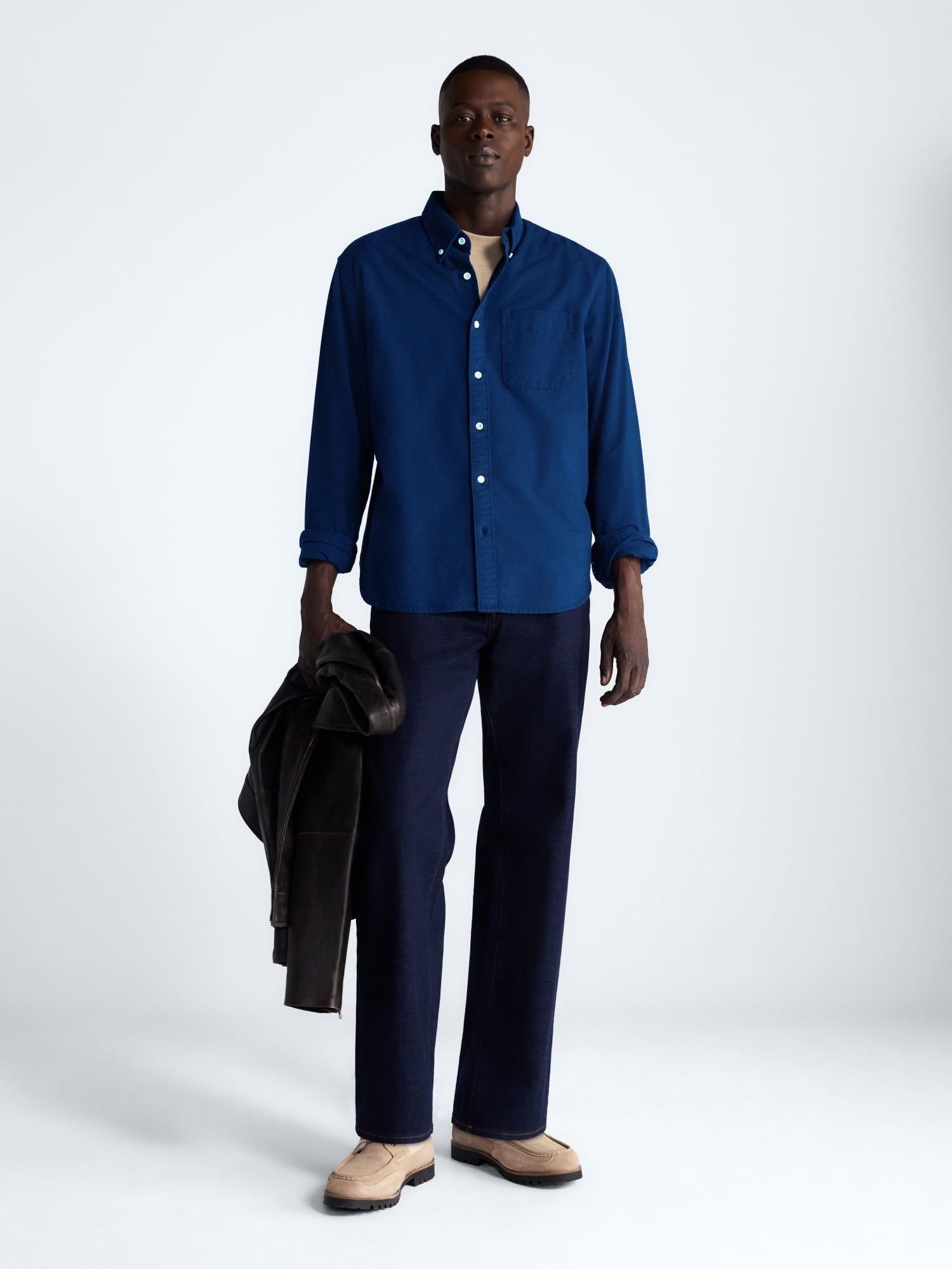 Free Assembly Men's Cotton Button Down Oxford Shirt with Long Sleeves, Sizes XS-3XL