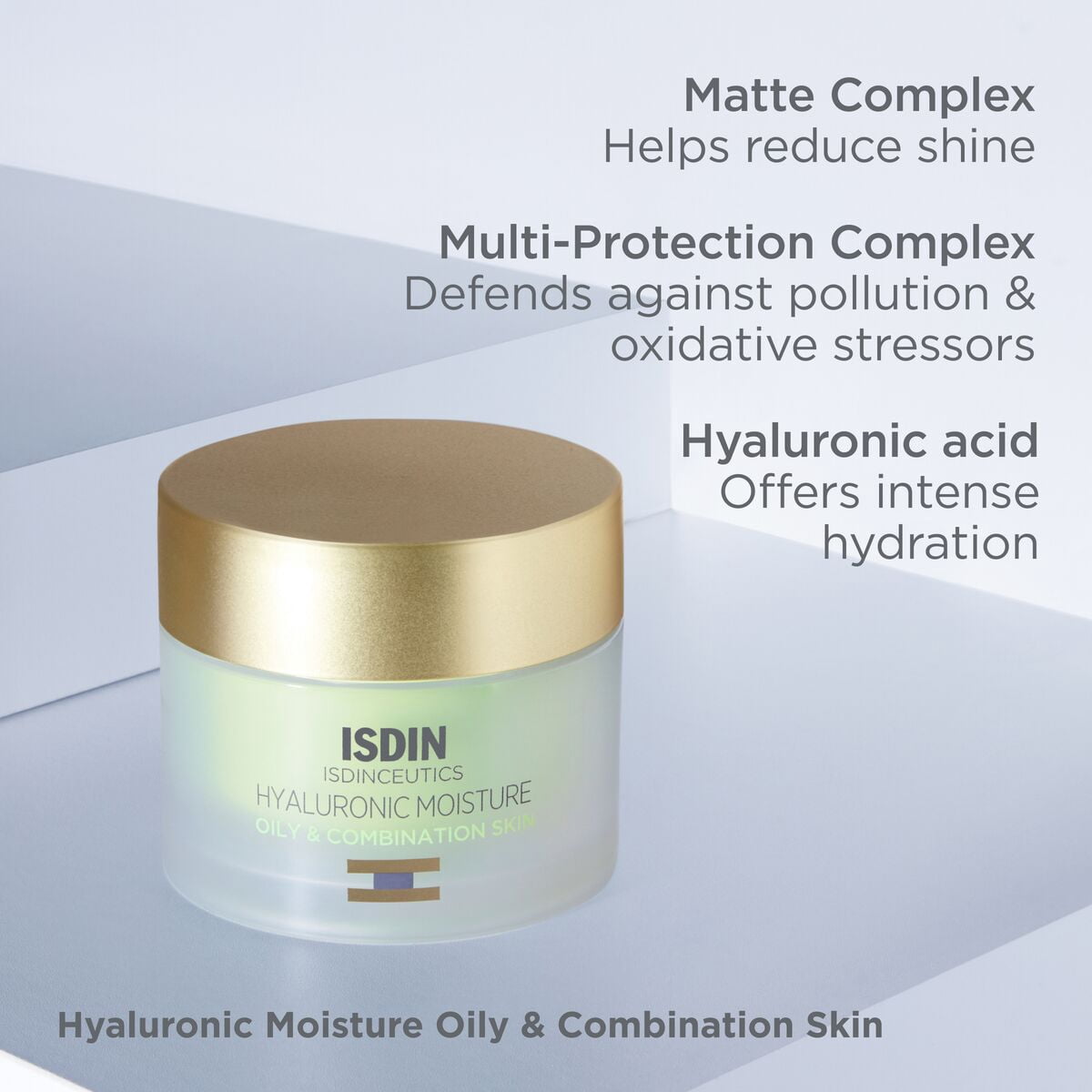 ISDIN Isdinceutics Hyaluronic Moisture Oily & Combination Skin, Mattifying Moisturizer, 1.76 Oz (50g)