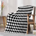 thumbnail image 6 of Fleece Blanket Abstract Diamond Lattice Black and White Blankets, Soft Cozy Warm Flannel Throw Blanket, Modern Buffalo Check Blanket for Bed Couch Sofa,40x60In, 6 of 9