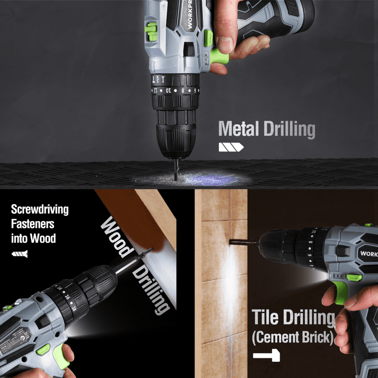 WORKPRO 12V Cordless Drill Combo Kit, 177-Piece Set with Storage Bag photo 3