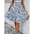 thumbnail image 2 of Women'S Floral Print Ruffle Hem Elastic High Waist Tie Front Skirt  Blue M, 2 of 8