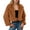 Brown, variant on Faux Fur Jacket Women Fluffy Winter Cropped Coats Long Sleeve Cardigan Jackets Loose Fit Thermal Tops Collared Overcoat Simple Elegant Basic Outerwear Stylish Casual Top