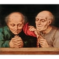 thumbnail image 2 of Circle of Quentin Metsys 17x15 Gold Ornate Wood Frame and Double Matted Museum Art Print Titled - Two Men at Prayer, 2 of 4