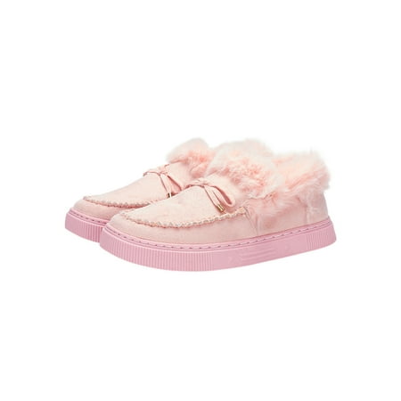 

Sanviglor Womens Casual Shoes Slip On Flats Faux Fur Walking Shoe Outdoor Breathable Non-slip Moccasins Slip-Resistant Comfort Warm Loafers Pink 6