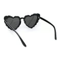 thumbnail image 4 of Womens Lace Petal Rim Heart Shape Cat Eye Plastic Sunglasses All Black, 4 of 4