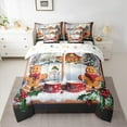 thumbnail image 2 of Manfei Christmas Gingerbread Man Bedding Comforter Set 7 Pieces, Western Fairy Tale Full Bedding Set, Winter Festival Holiday Reversible Fitted Sheet Flat Sheet, Lightweight Room Decor, 2 of 7