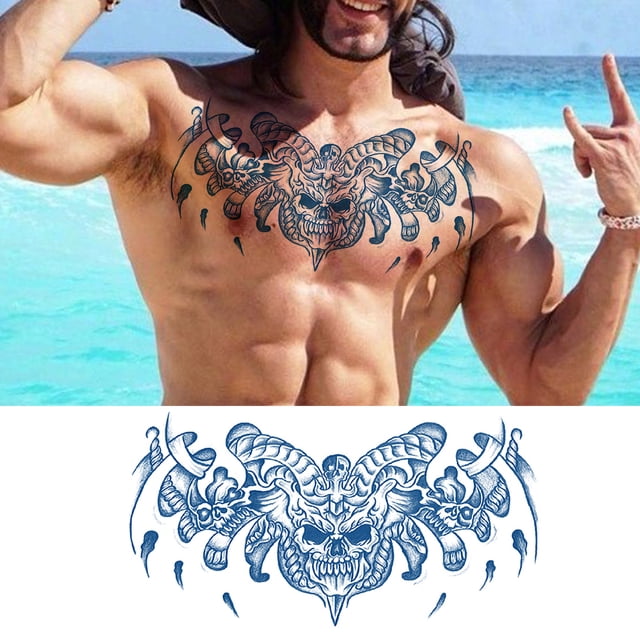 Cuadros Decorativos Tatuajes Cool Tattoos Pecho Tatuajes Impermeable Cool Chest para Hombres Mujeres (G) 2pcs DQrwqpou embutido en tela