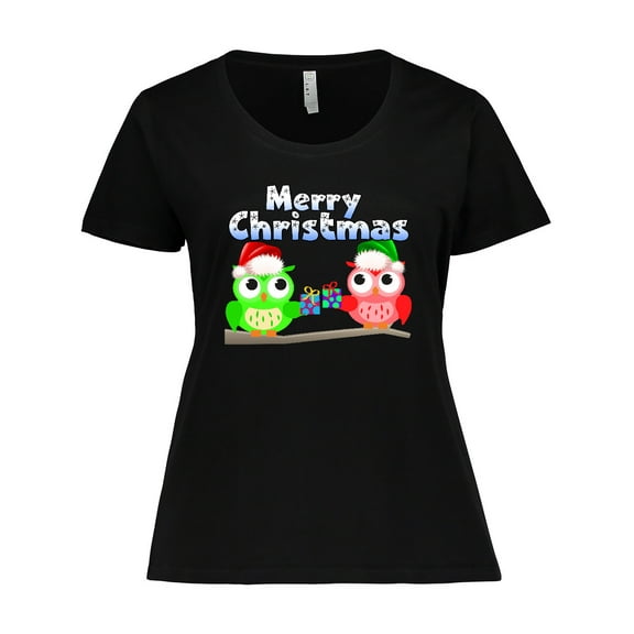 Inktastic Merry Christmas Owls Women's Plus Size T-Shirt