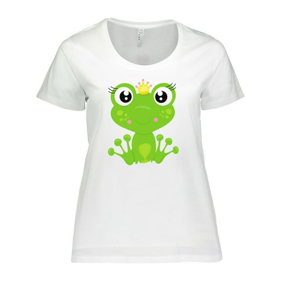 Inktastic Cute Frog, Green Frog, Frog Princess, Crown Women's Plus Size T-Shirt