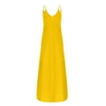 thumbnail image 3 of Ersazi Maxi Dresses for Women 2024 Fashion Women Sexy Plus Size Sleeveless Pockets Camisole Long Dress Sexy Dresses for Women Yellow M, 3 of 5