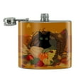 thumbnail image 2 of Thanksgiving Black Cat Hiding In Cornucopia with Pumpkins Stainless Steel 5oz Hip Drink Kidney Flask, 2 of 3