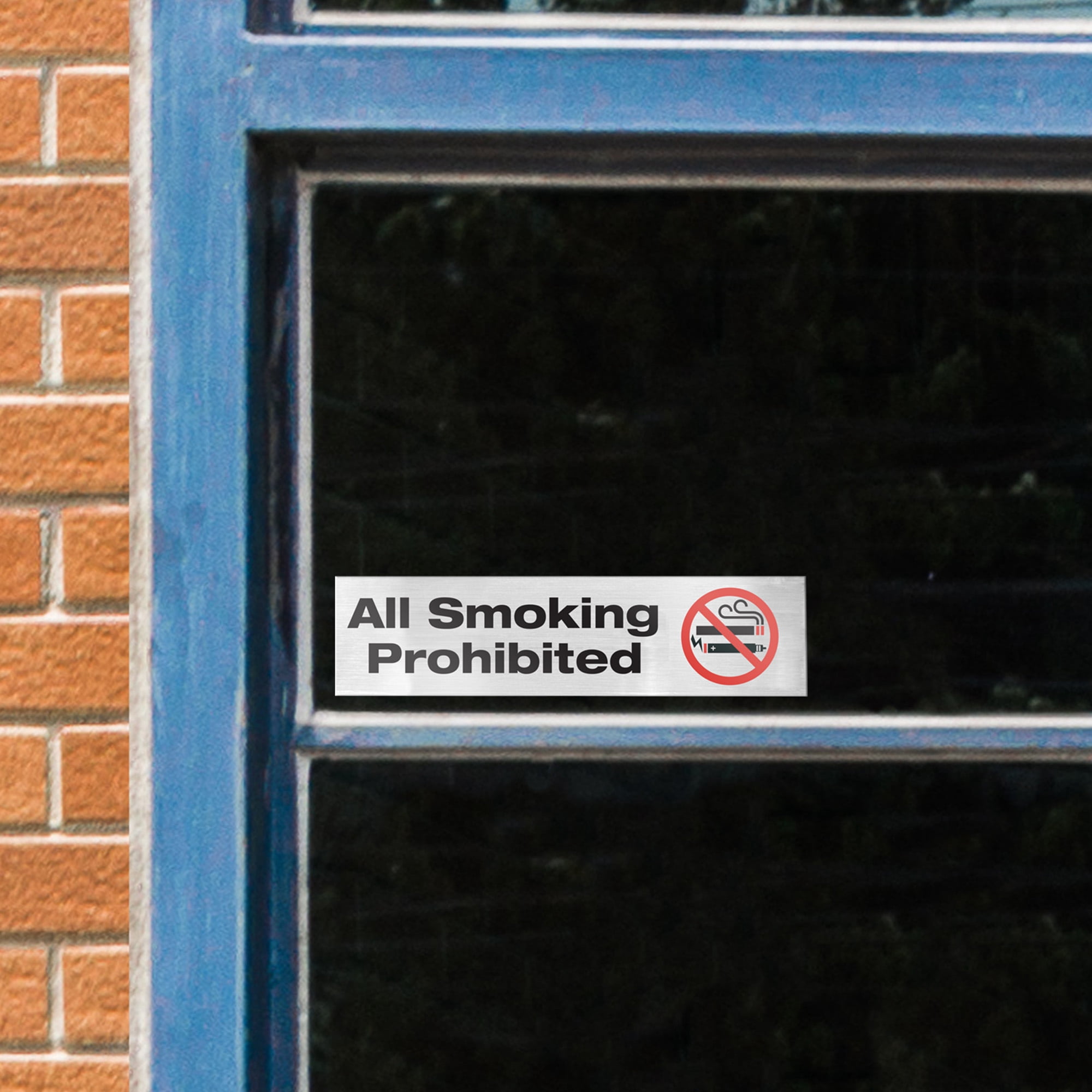 (5 pack) Hy-Ko 2" x 8" Vinyl All Smoking Prohibited Sign, Self-adhesive Sticker