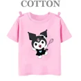 thumbnail image 2 of Camiseta de algodón 100% Kuromi Kawaii Manga Anime japonés Camiseta de verano para niños Ropa para niños Tops Camisetas para niños y niñas Camisetas para bebés Lindas, 2 of 5